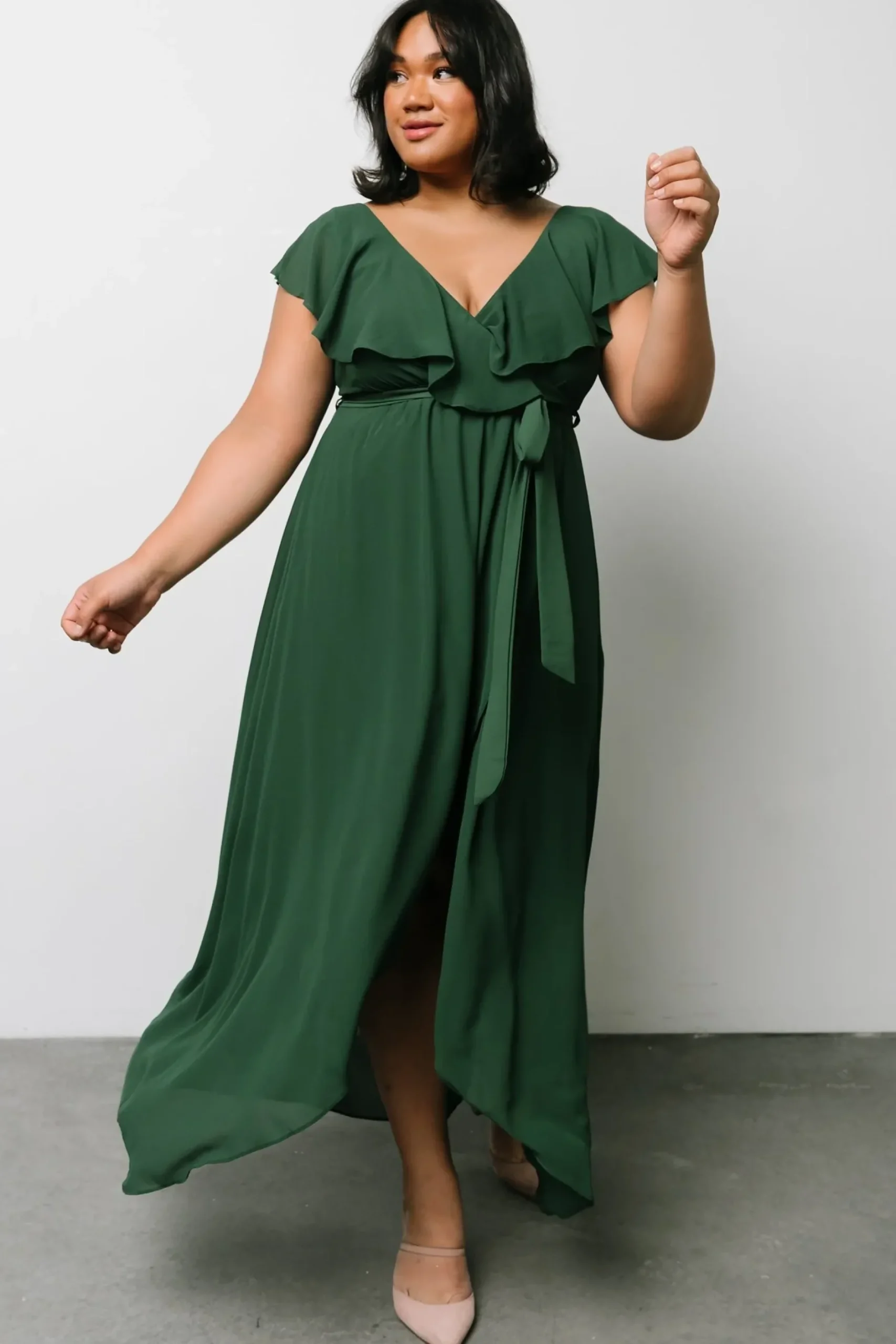 Baltic Born SALE|Katya Ruffle Maxi Dress | Evergreen