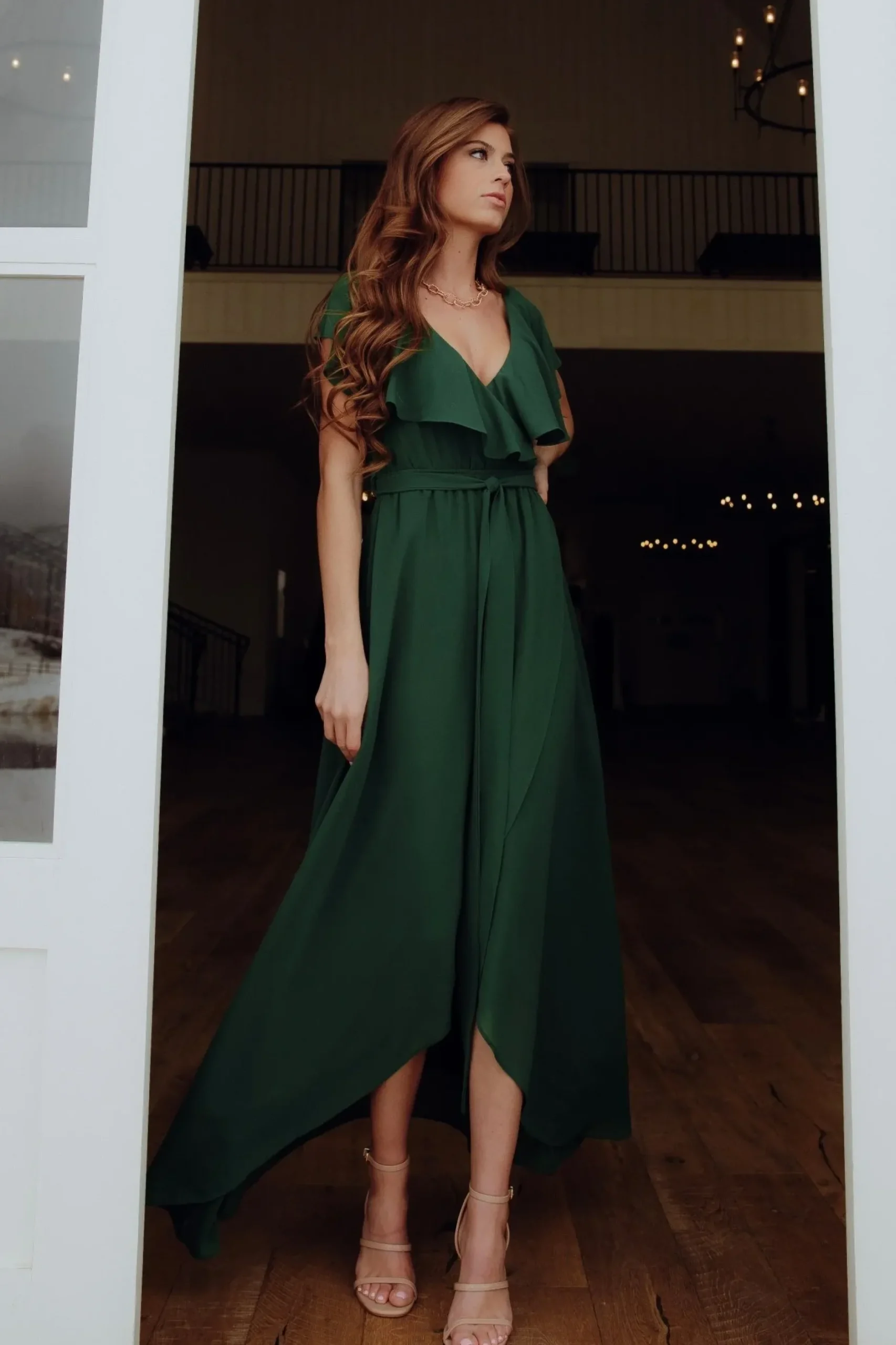 Baltic Born SALE|Katya Ruffle Maxi Dress | Evergreen