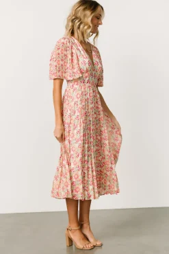 Baltic Born SALE|Kaya Midi Dress | Ivory + Pink Floral