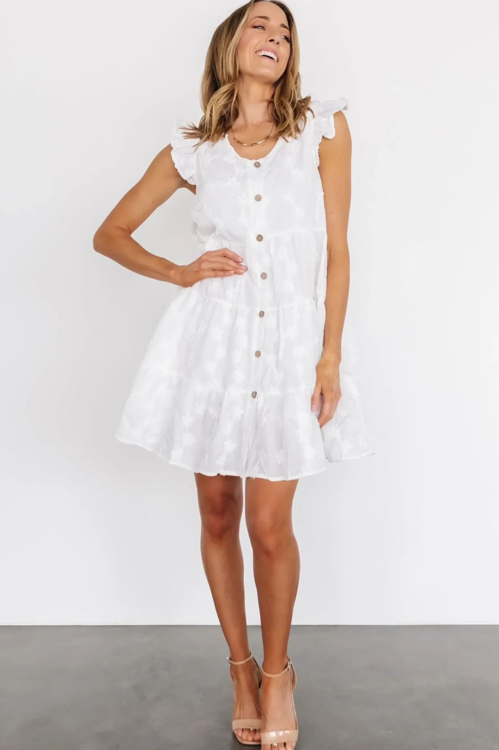 Baltic Born cover up|Kayla Button Up Short Dress | Off White