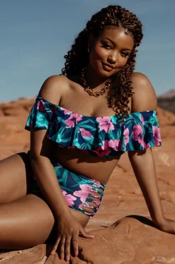 Baltic Born bikini|Keke High Waisted Bikini Bottom | Navy Tropical Floral