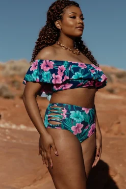 Baltic Born bikini|Keke High Waisted Bikini Bottom | Navy Tropical Floral