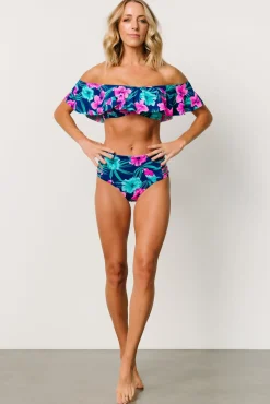 Baltic Born bikini|Keke Off Shoulder Bikini Top | Navy Tropical Floral