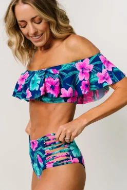 Baltic Born bikini|Keke Off Shoulder Bikini Top | Navy Tropical Floral