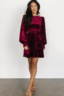 Baltic Born short dresses|WEDDING SUITE|Kele Crushed Velvet Mini Dress | Deep Berry