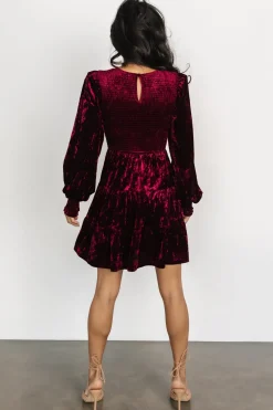 Baltic Born short dresses|WEDDING SUITE|Kele Crushed Velvet Mini Dress | Deep Berry