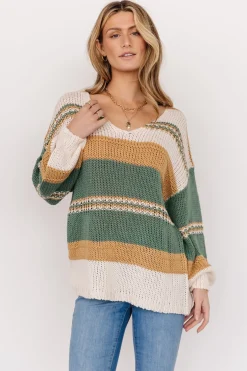 Baltic Born SALE|Keller Stripe Sweater | Green + Camel