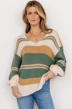 Baltic Born SALE|Keller Stripe Sweater | Green + Camel