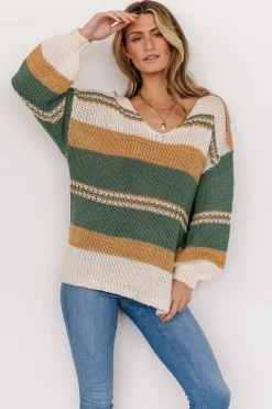 Baltic Born SALE|Keller Stripe Sweater | Green + Camel