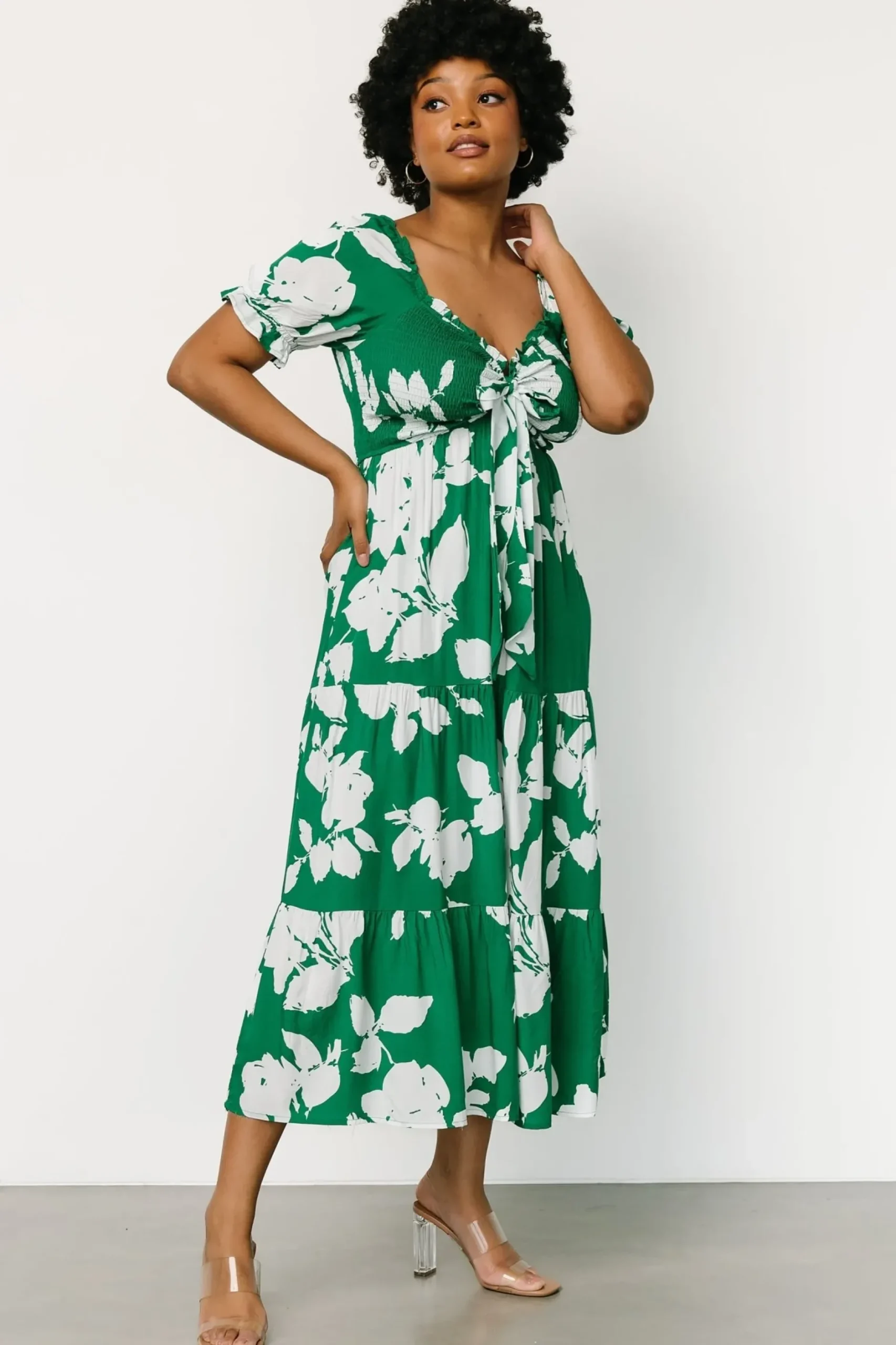 Baltic Born maxi dresses|Kelley Smocked Maxi Dress | Green + White