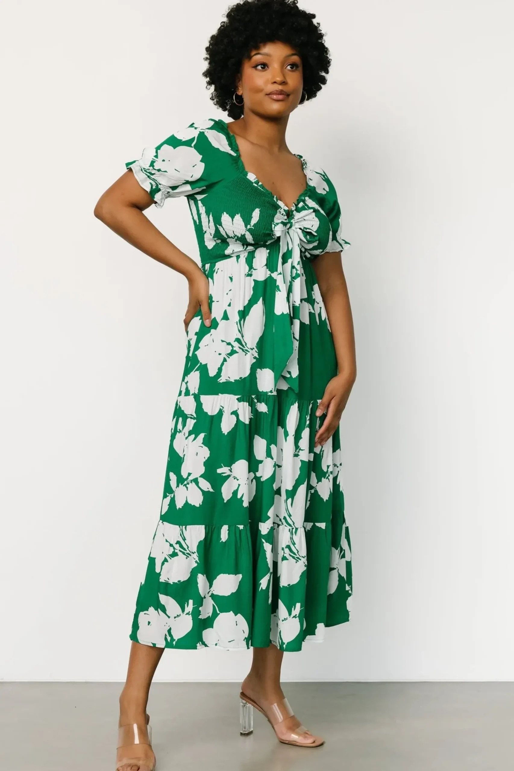 Baltic Born maxi dresses|Kelley Smocked Maxi Dress | Green + White