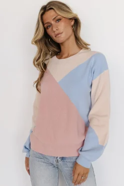 Baltic Born sweaters|Kendrick Color Block Sweater | Blush Multi