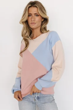 Baltic Born sweaters|Kendrick Color Block Sweater | Blush Multi