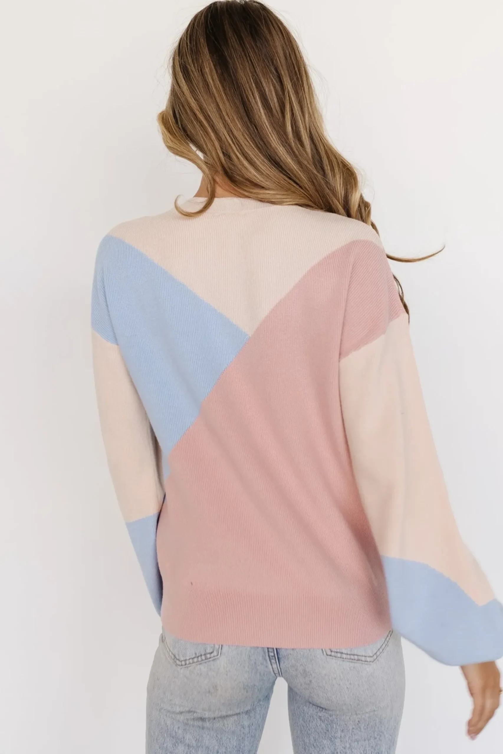 Baltic Born sweaters|Kendrick Color Block Sweater | Blush Multi