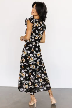 Baltic Born midi dresses|EXTENDED SIZING|Kenna Smocked Midi Dress | Black Floral
