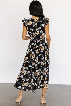 Baltic Born midi dresses|EXTENDED SIZING|Kenna Smocked Midi Dress | Black Floral