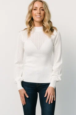 Baltic Born sweaters|Kenzie Pointelle Sweater Top | Off White