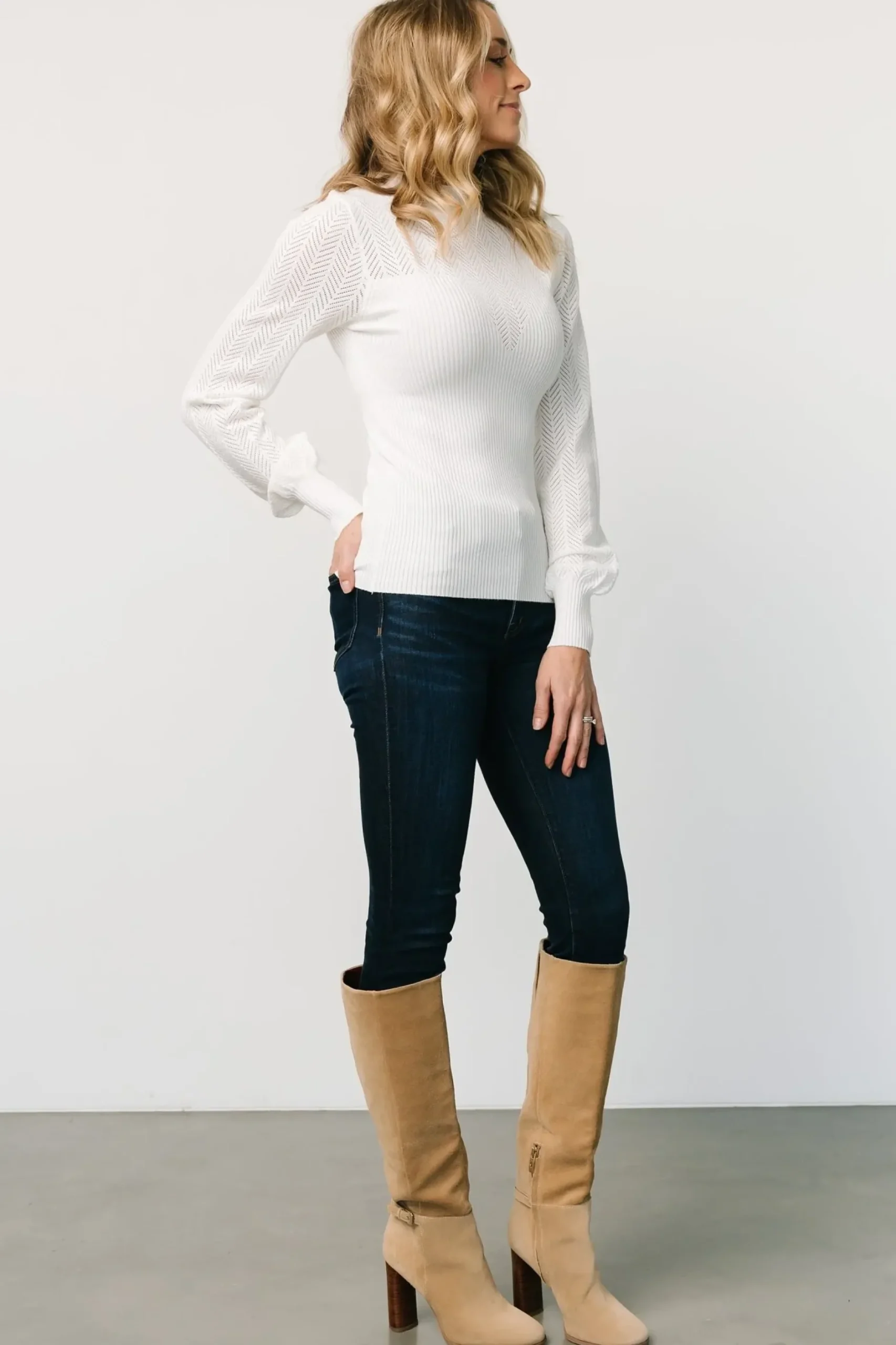 Baltic Born sweaters|Kenzie Pointelle Sweater Top | Off White