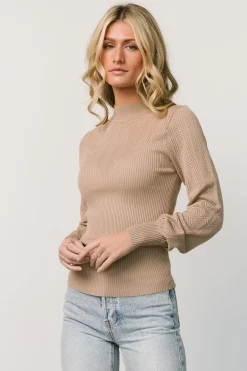 Baltic Born sweaters|Kenzie Pointelle Sweater Top | Taupe