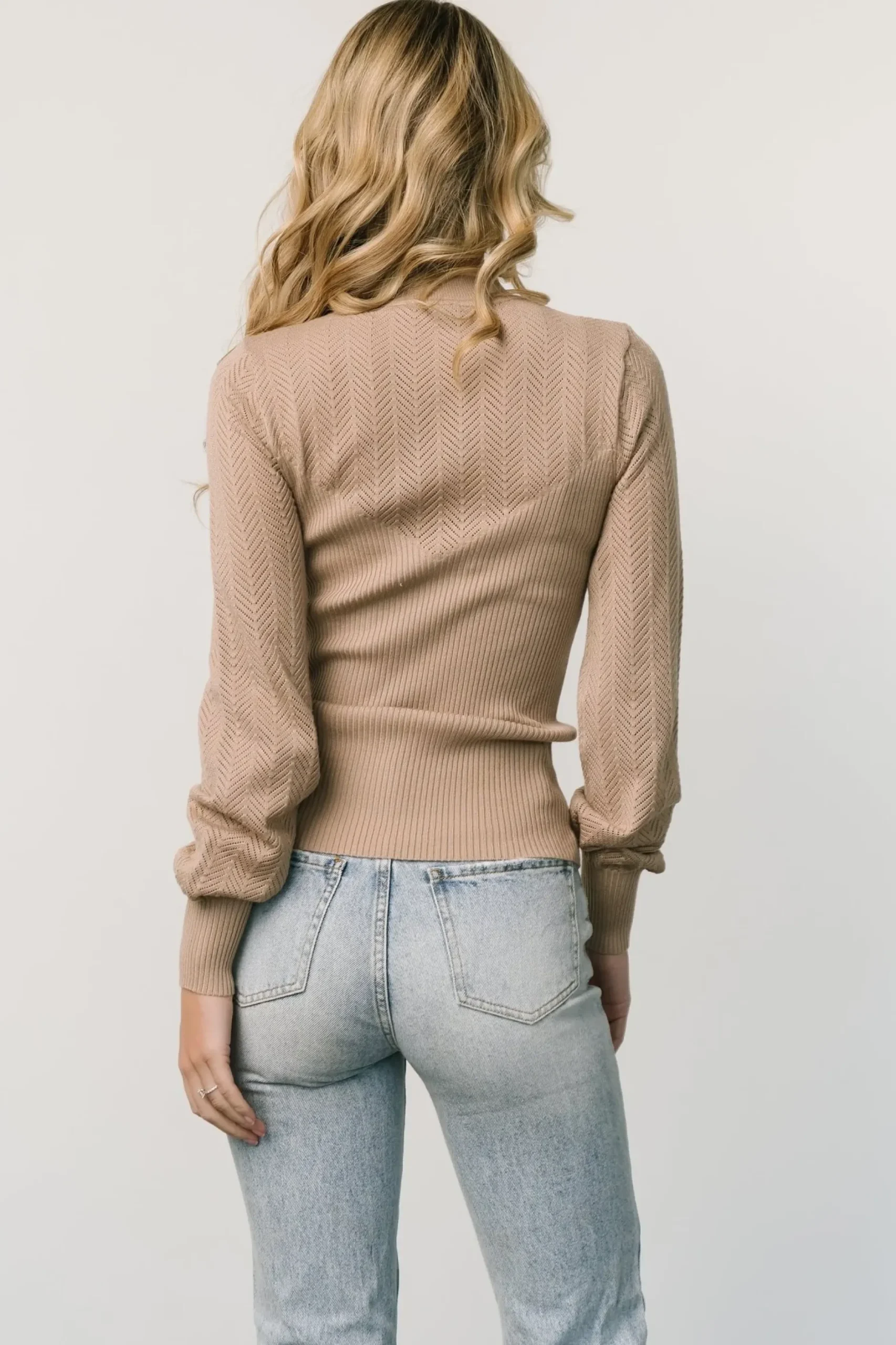 Baltic Born sweaters|Kenzie Pointelle Sweater Top | Taupe