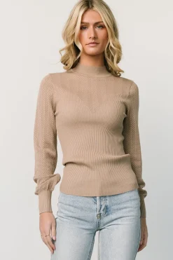 Baltic Born sweaters|Kenzie Pointelle Sweater Top | Taupe