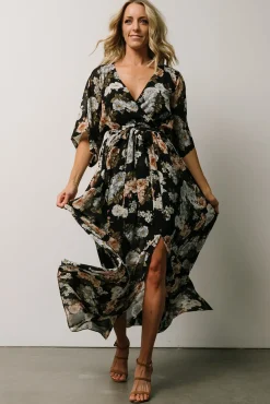 Baltic Born WEDDING SUITE|wedding guest|Kia Kimono Maxi Dress | Black Floral