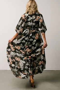 Baltic Born WEDDING SUITE|wedding guest|Kia Kimono Maxi Dress | Black Floral