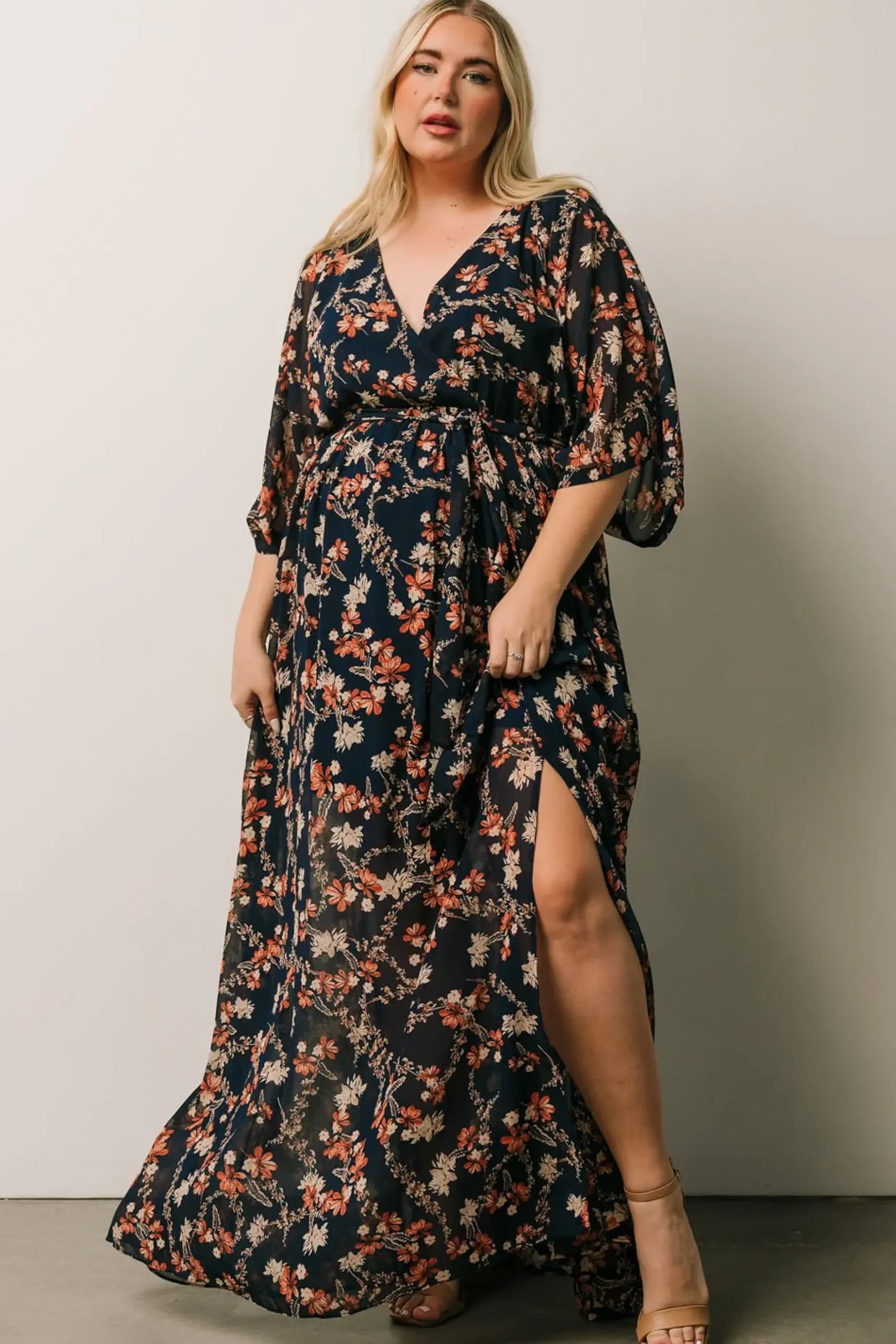 Baltic Born WEDDING SUITE|wedding guest|Kia Kimono Maxi Dress | Dark Blue Floral