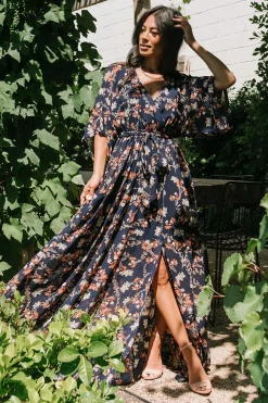 Baltic Born WEDDING SUITE|wedding guest|Kia Kimono Maxi Dress | Dark Blue Floral