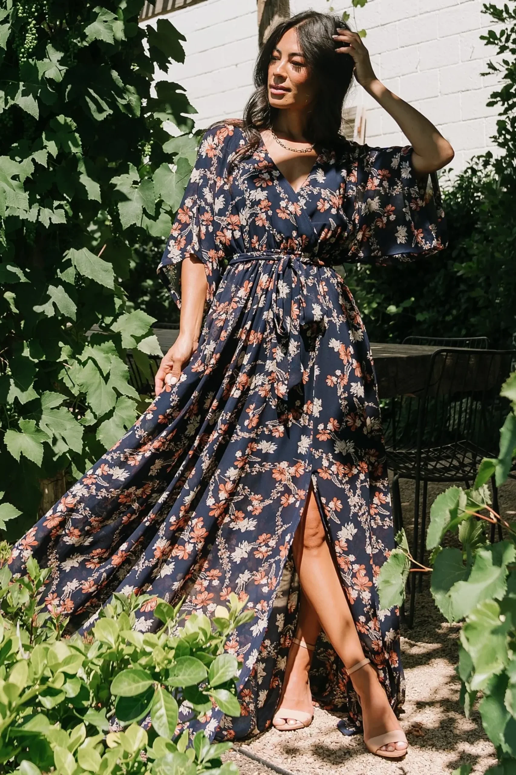 Baltic Born WEDDING SUITE|wedding guest|Kia Kimono Maxi Dress | Dark Blue Floral