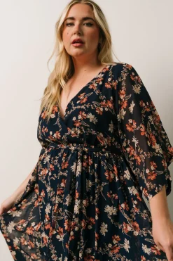 Baltic Born WEDDING SUITE|wedding guest|Kia Kimono Maxi Dress | Dark Blue Floral
