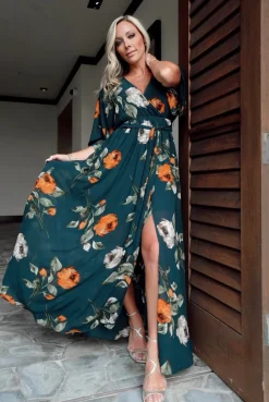 Baltic Born WEDDING SUITE|wedding guest|Kia Kimono Maxi Dress | Deep Topaz Floral