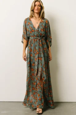 Baltic Born WEDDING SUITE|wedding guest|Kia Kimono Maxi Dress | Dusty Blue Floral