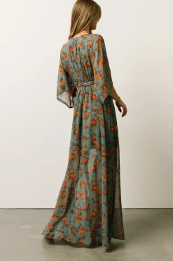 Baltic Born WEDDING SUITE|wedding guest|Kia Kimono Maxi Dress | Dusty Blue Floral