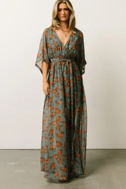 Baltic Born WEDDING SUITE|wedding guest|Kia Kimono Maxi Dress | Dusty Blue Floral