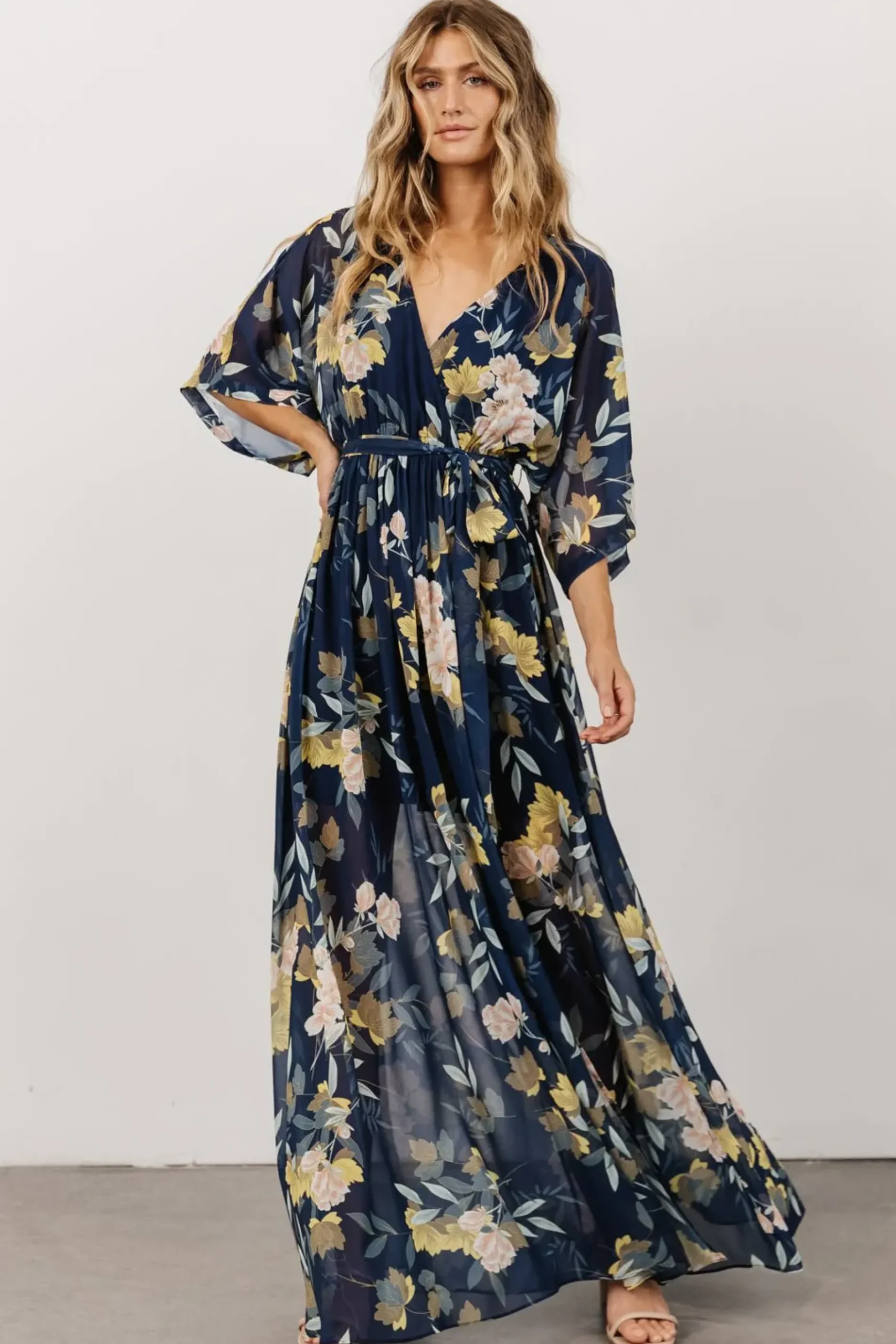 Baltic Born WEDDING SUITE|wedding guest|Kia Kimono Maxi Dress | Navy Floral