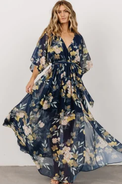 Baltic Born WEDDING SUITE|wedding guest|Kia Kimono Maxi Dress | Navy Floral