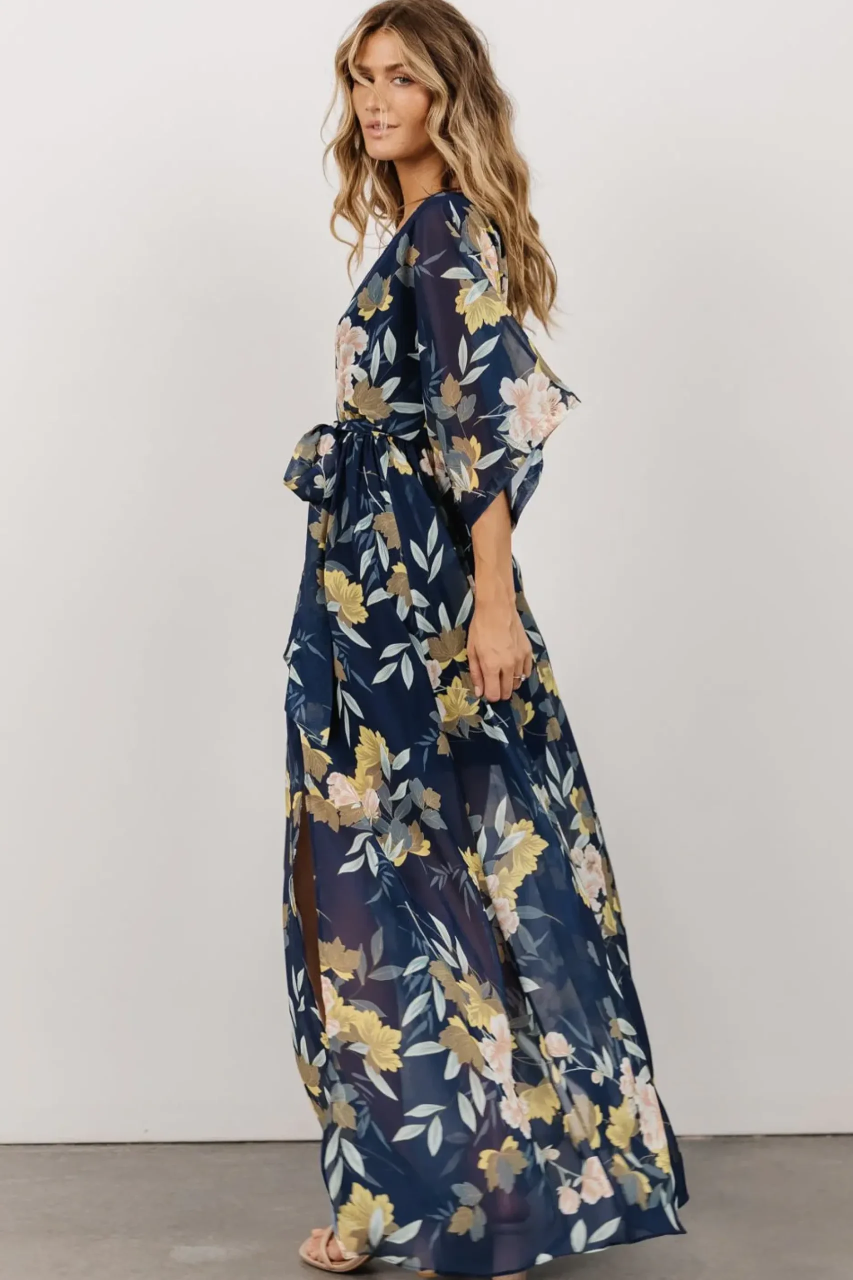 Baltic Born WEDDING SUITE|wedding guest|Kia Kimono Maxi Dress | Navy Floral