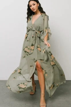 Baltic Born WEDDING SUITE|wedding guest|Kia Kimono Maxi Dress | Olive Floral