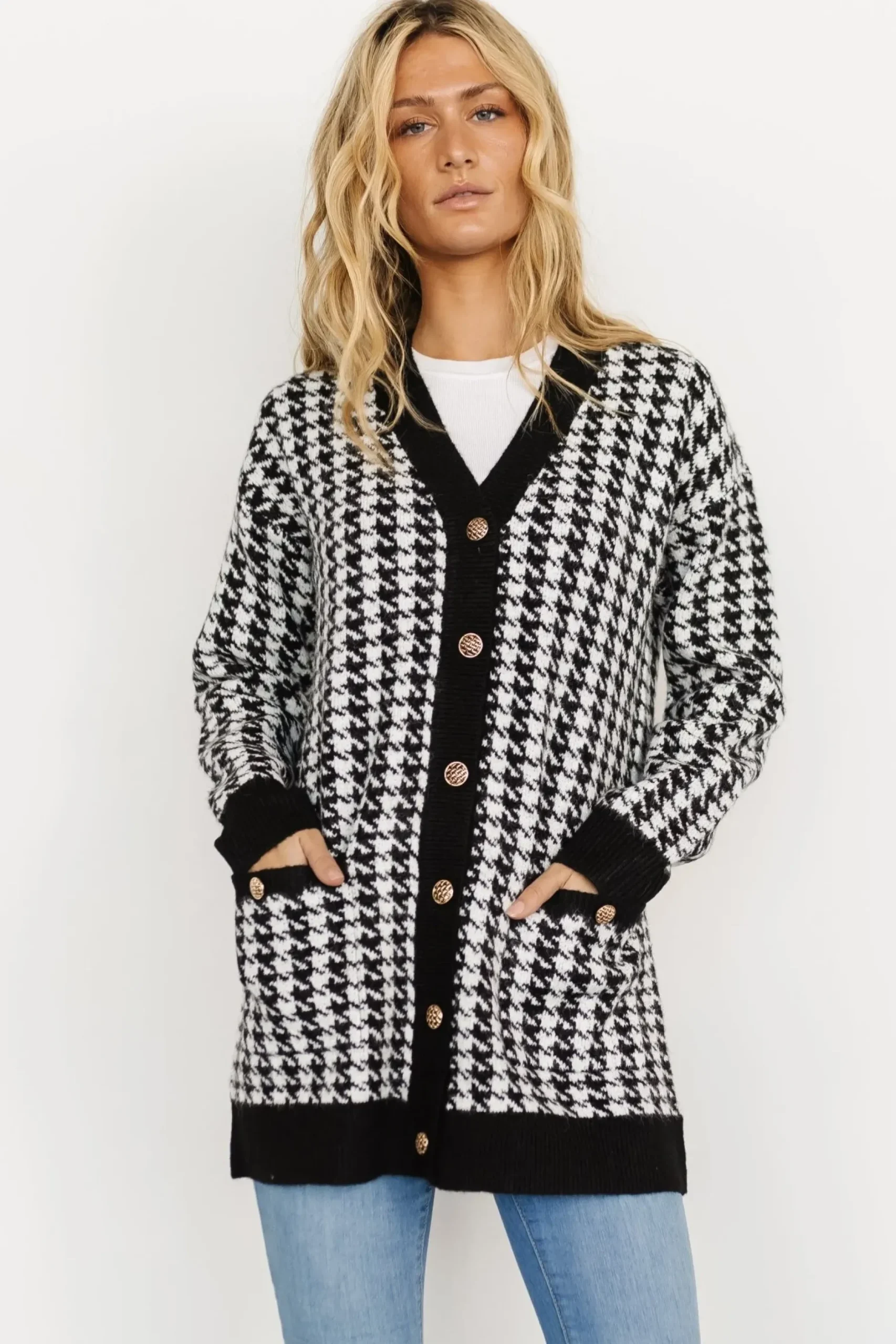 Baltic Born cardigans|Kimball Houndstooth Cardigan | Black + White