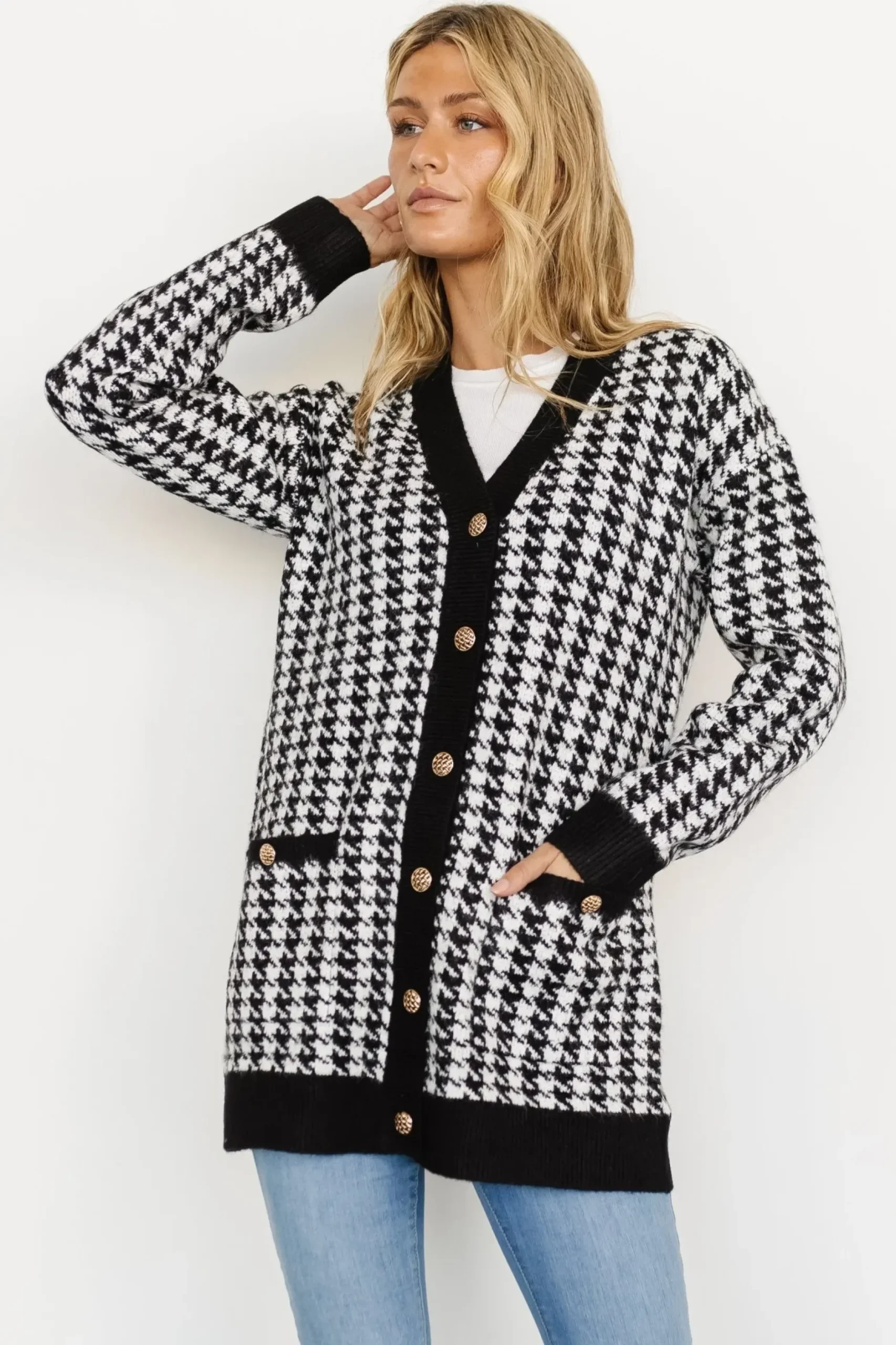 Baltic Born cardigans|Kimball Houndstooth Cardigan | Black + White