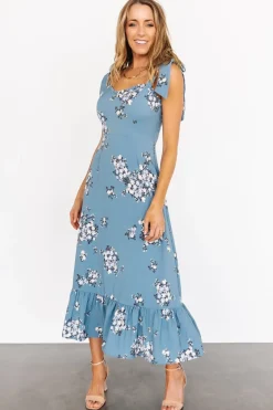 Baltic Born midi dresses|Krissy Midi Dress | Dusty Blue Floral