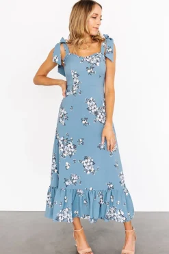 Baltic Born midi dresses|Krissy Midi Dress | Dusty Blue Floral