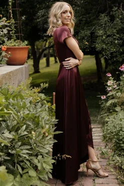 Baltic Born WEDDING SUITE|wedding guest|Krystal Satin Wrap Gown | Dark Clove