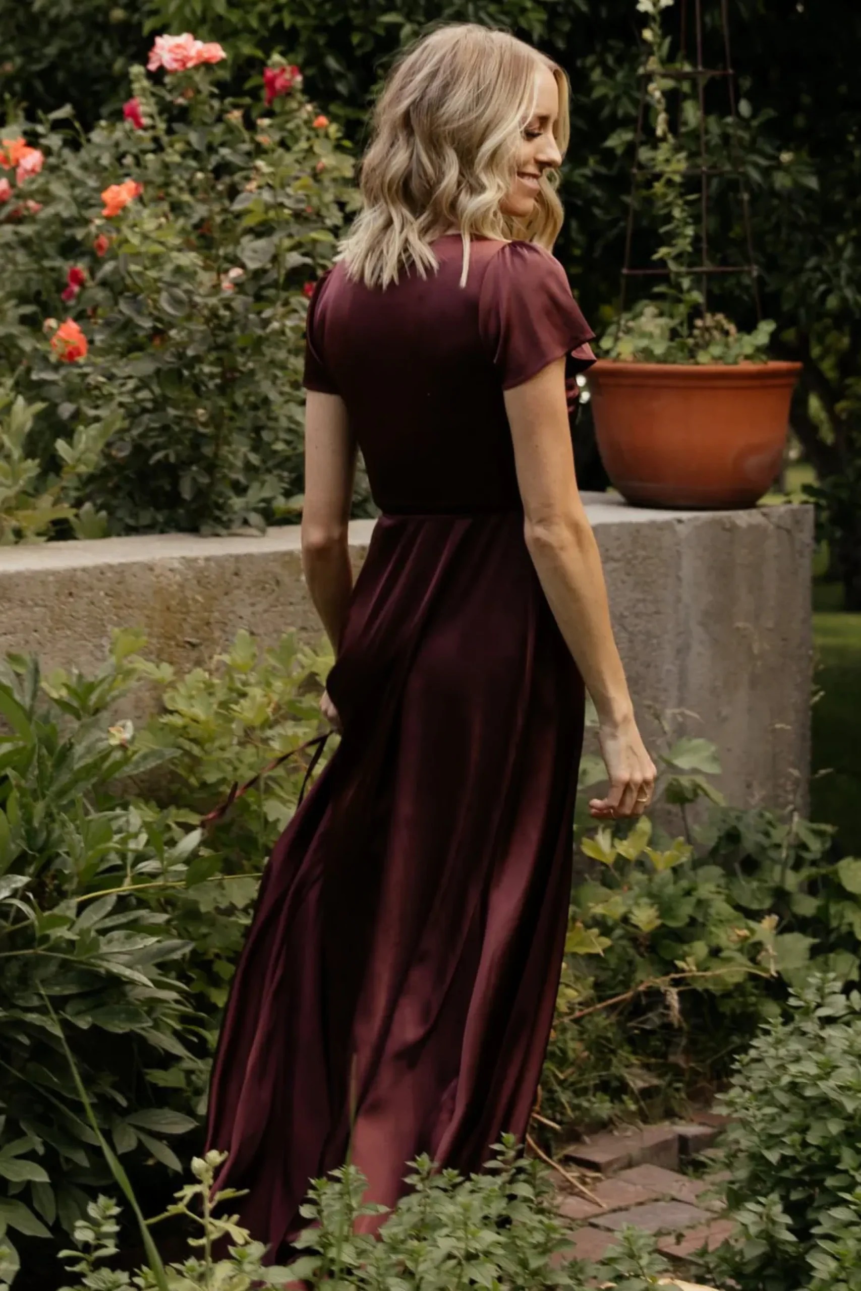 Baltic Born WEDDING SUITE|wedding guest|Krystal Satin Wrap Gown | Dark Clove
