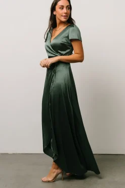 Baltic Born WEDDING SUITE|wedding guest|Krystal Satin Wrap Gown | Winter Green