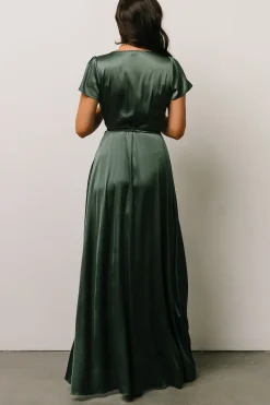 Baltic Born WEDDING SUITE|wedding guest|Krystal Satin Wrap Gown | Winter Green