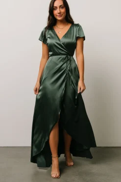 Baltic Born WEDDING SUITE|wedding guest|Krystal Satin Wrap Gown | Winter Green