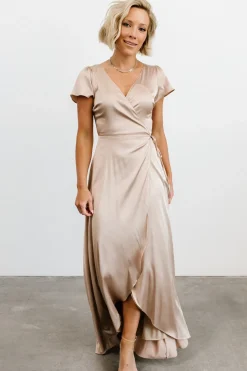Baltic Born WEDDING SUITE|wedding guest|Krystal Satin Wrap Gown | Champagne
