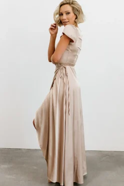 Baltic Born WEDDING SUITE|wedding guest|Krystal Satin Wrap Gown | Champagne
